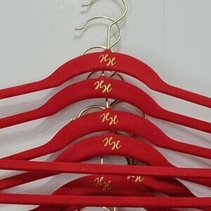 Joy Mangano Huggable Red Velvet Goldtone Hook Suit Pant Hanger Lot